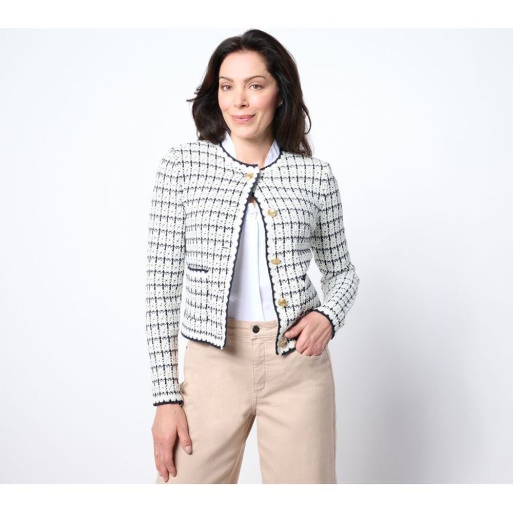 NIC+ZOE Women's Top Sweater Sz M Mixed Up Jacket Multi-colored A683352